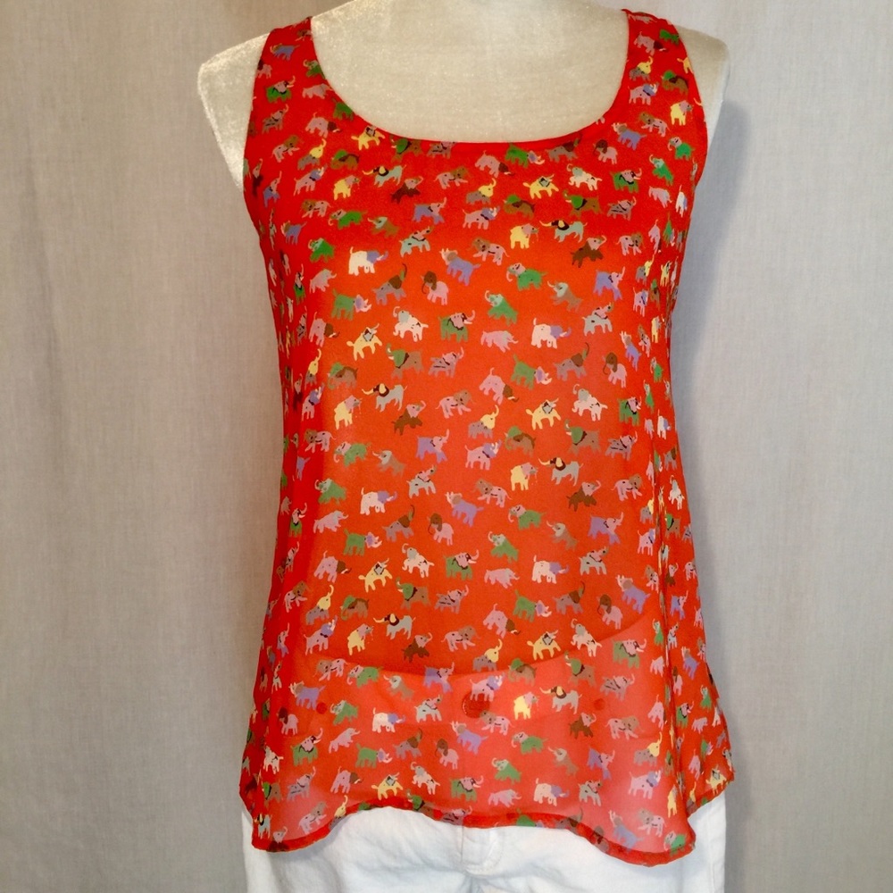 🐘🐘Bee Stitched funky colorful elephants razor tank